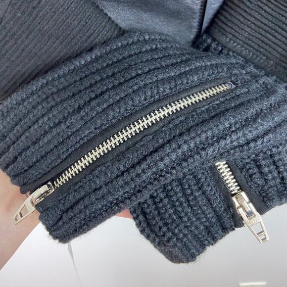 NWT Blank NYC Suede Leather + Cable Knit Moto Biker Jacket Black New With Tags S - Picture 7 of 11